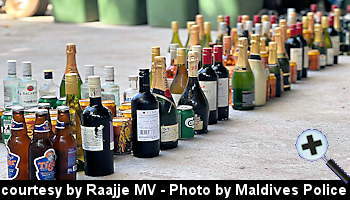 courtesy Raajje - Large stash of alcohol destroyed in Lhaviyani