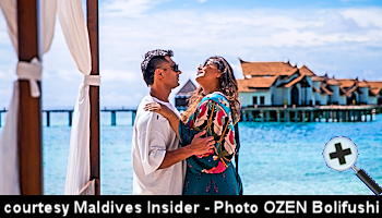 courtesy Maldives Insider - Bipasha Basu and Karan Singh at Ozen Reserve Bolifushi