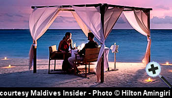 courtesy Maldives Insider - Beach Sunset-Dinner at the Hilton Maldives Amingiri Resort