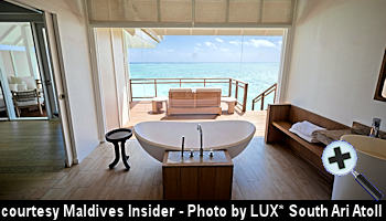 courtesy Maldives Insider - LUX South Ari Atoll Water-Villa Bathroom